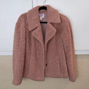Pink teddy jacket, size small